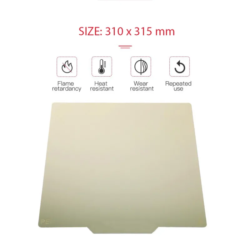 310 x 315 mm PEI la PEI Placă de Construcție cu Față Dublă Pentru Creality și Alte Imprimante 3D 310 x 315 mm PEI la PEI Placă de Construcție cu Față Dublă Pentru Creality și Alte Imprimante 3D
