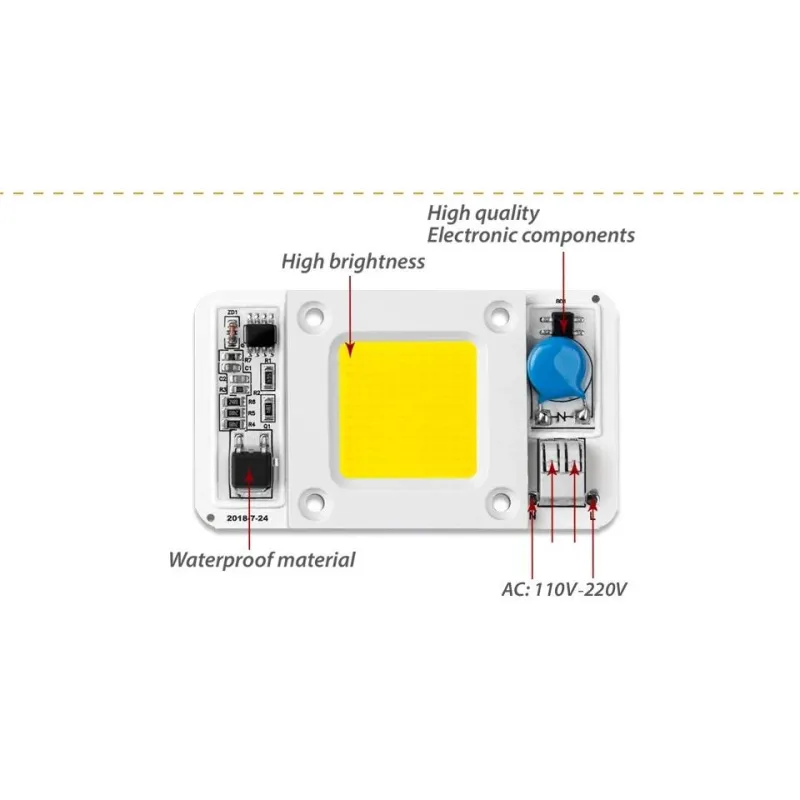220V 50W Full Spectrum Plant Grow Power Led Board Modul 6000-6500K Alb 220V 50W Full Spectrum Plant Grow Power Led Board Modul 6000-6500K Alb