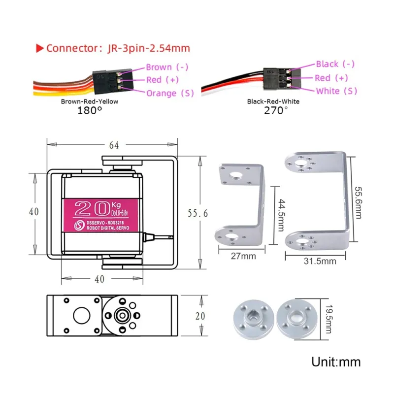 RDS3218 Servo Motor 20kg 180 Degrees RDS3218 Servo Motor 20kg 180 Degrees