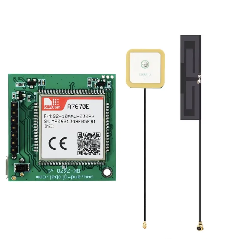 Simcom A7670E Dual SIM 4G LTE Cat 1 and GPS Module with GSM and GPS Antennas Simcom A7670E Dual SIM 4G LTE Cat 1 and GPS Module with GSM and GPS Antennas