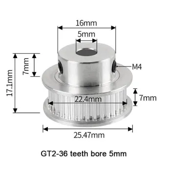GT2-6mm Polei Pentru Cureaua de Distribuție 36T - Alezaj 5mm
