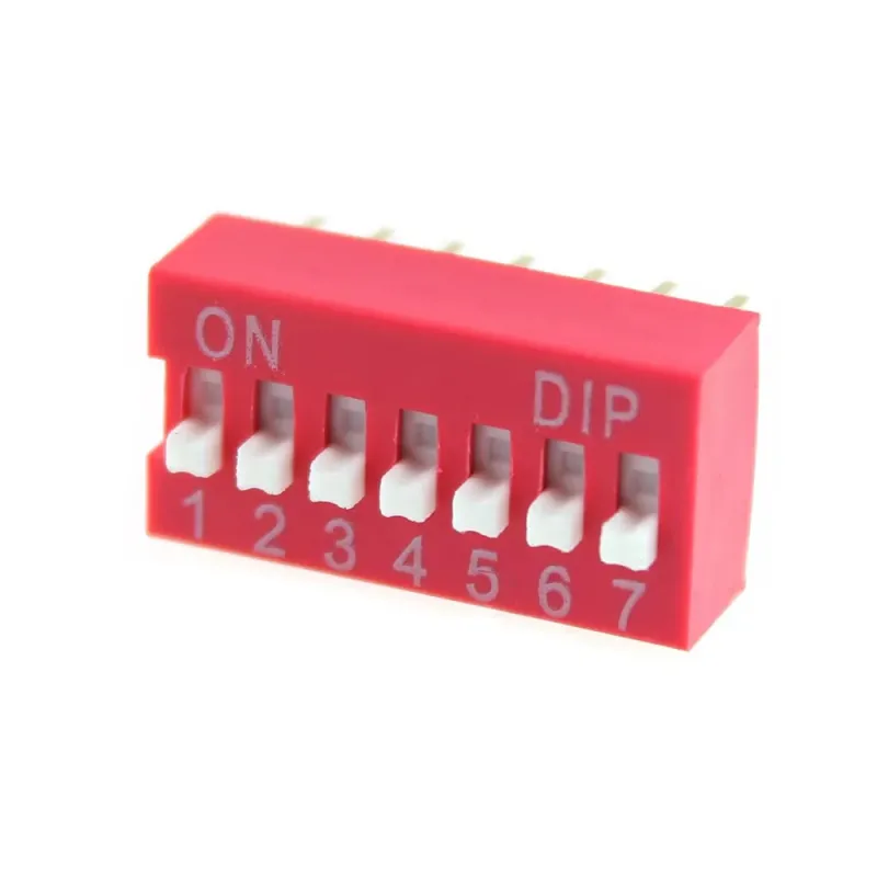7-Pin DIP Switch 2.54mm Red 7-Pin DIP Switch 2.54mm Red