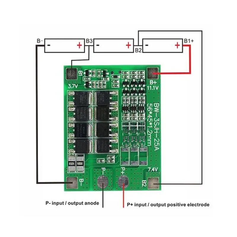 3S 25A BMS Baterie Litiu Balanced Protection Board 3S 25A BMS Baterie Litiu Balanced Protection Board