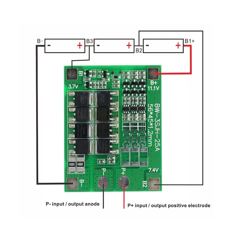 3S 25A BMS Baterie Litiu Balanced Protection Board 3S 25A BMS Baterie Litiu Balanced Protection Board