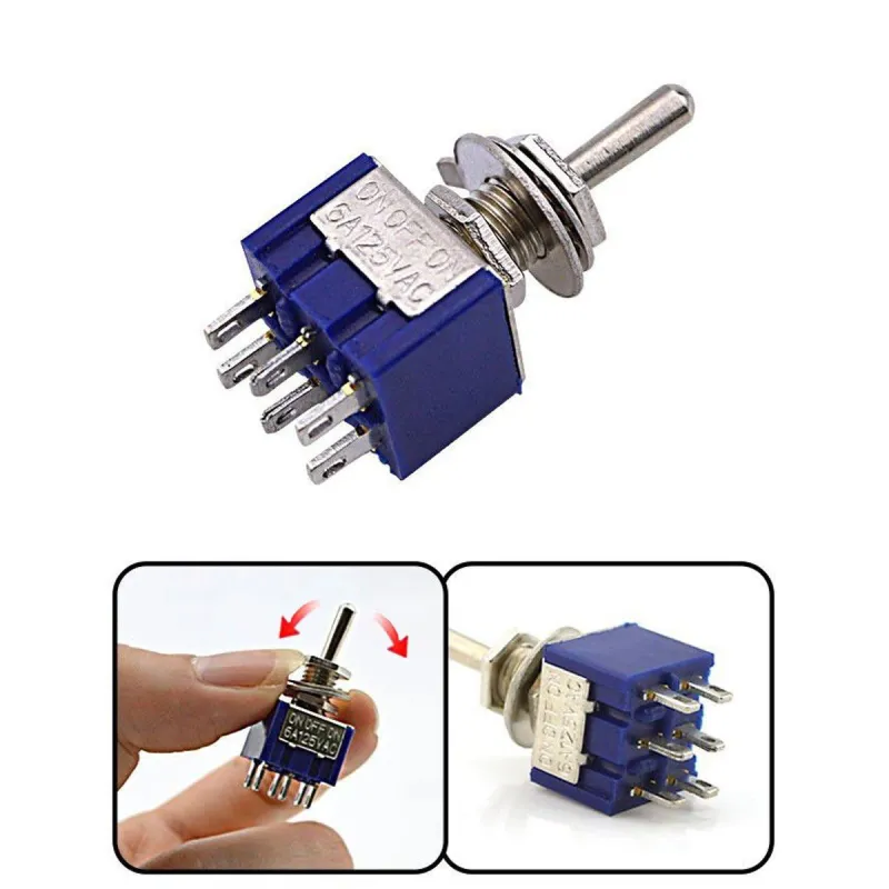 MTS-202 Toggle Switch 250V 3A DPDT ON-ON MTS-202 Toggle Switch 250V 3A DPDT ON-ON