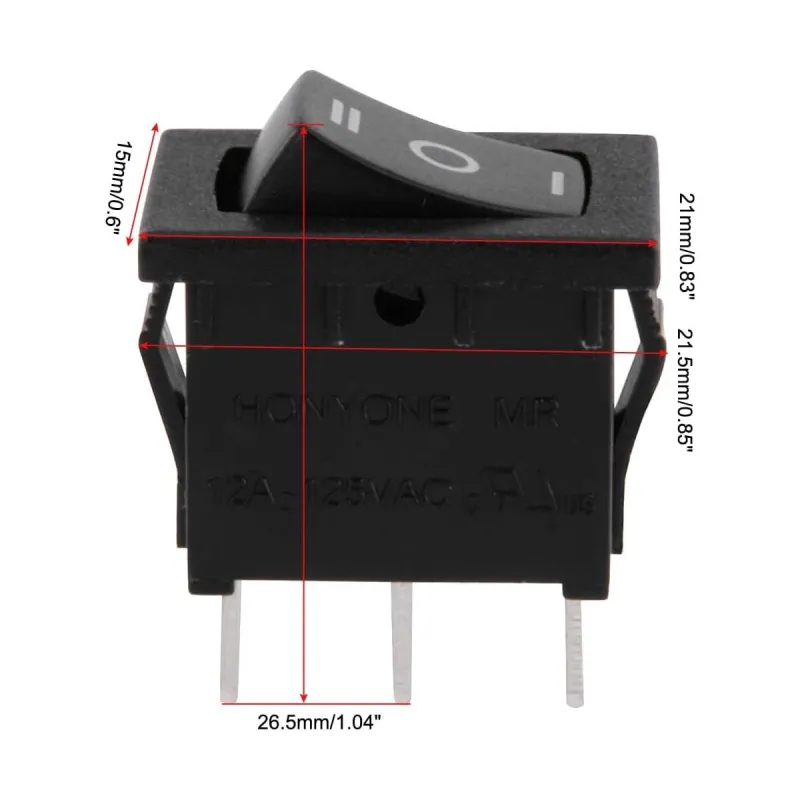 KCD1-103 Rocker Switch SPDT 3 Ways 21x15 mm - Black KCD1-103 Rocker Switch SPDT 3 Ways 21x15 mm - Black