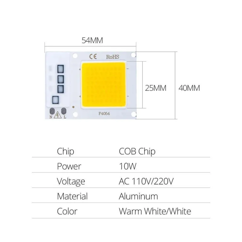 220V 10W Power Led Board Modul IP65 2800-3200K Alb Cald 220V 10W Power Led Board Modul IP65 2800-3200K Alb Cald