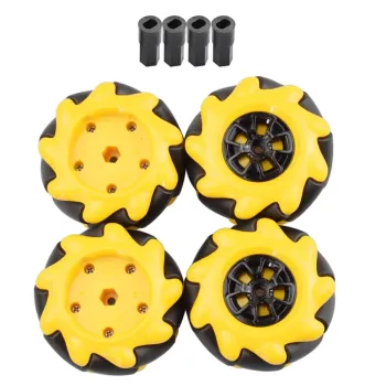 60mm Yellow Omni Mecanum Wheel Set Right 2 Left 2