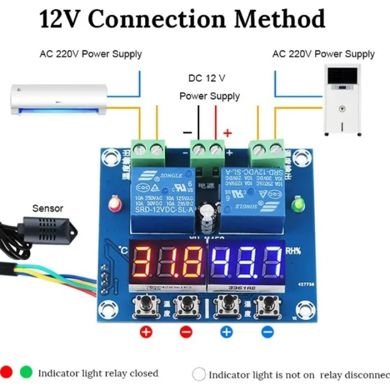 XH-M452 Digital Thermostat for Temperature and Humidity Control - 12V DC XH-M452 Digital Thermostat for Temperature and Humidity Control - 12V DC