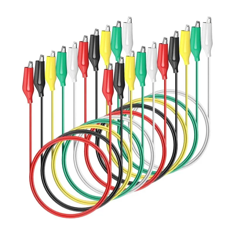 Set Cablu Crocodil 10pcs Cleme Aligator 5 Culori Set Cablu Crocodil 10pcs Cleme Aligator 5 Culori