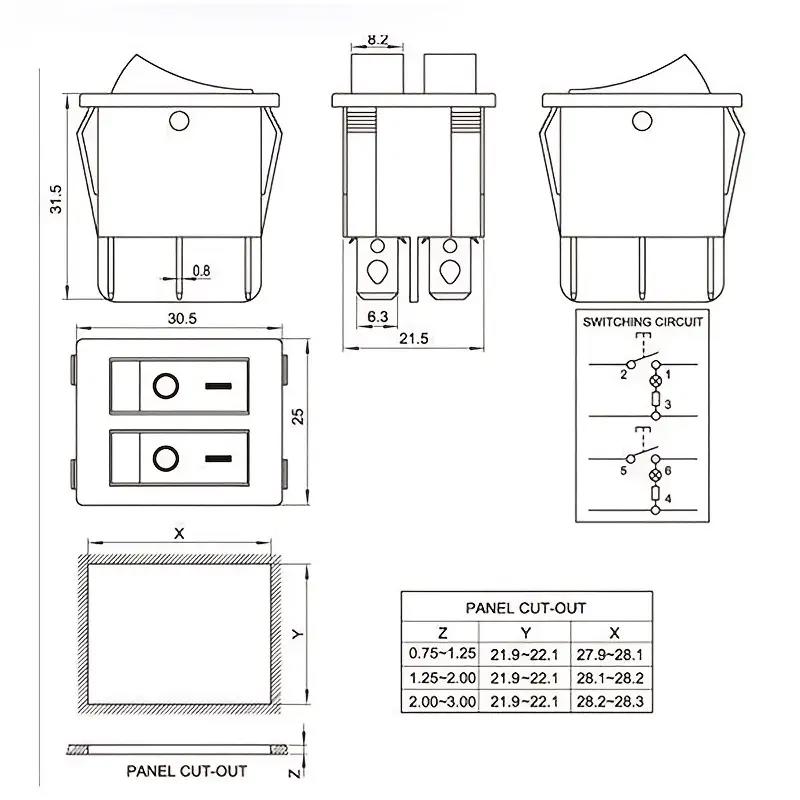 KCD3 Comutator Basculant ON-OFF SPST 6 Pini 2 Căi 250V 15A - Roșu KCD3 Comutator Basculant ON-OFF SPST 6 Pini 2 Căi 250V 15A - Roșu