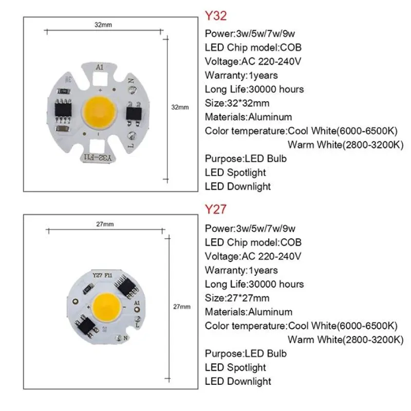 220V 3W Power Led Board Modul IP65 Y32 2800-3200K Alb Cald 220V 3W Power Led Board Modul IP65 Y32 2800-3200K Alb Cald