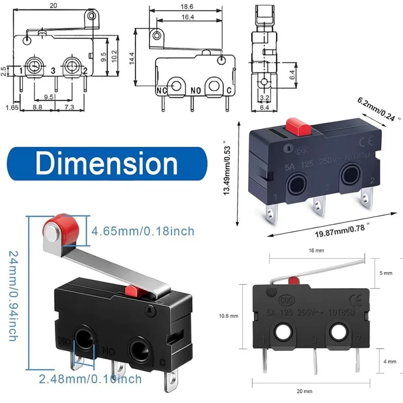 KW12 Micro Comutator de Limită cu Role Lungi Tip 5A 250VAC KW12 Micro Comutator de Limită cu Role Lungi Tip 5A 250VAC