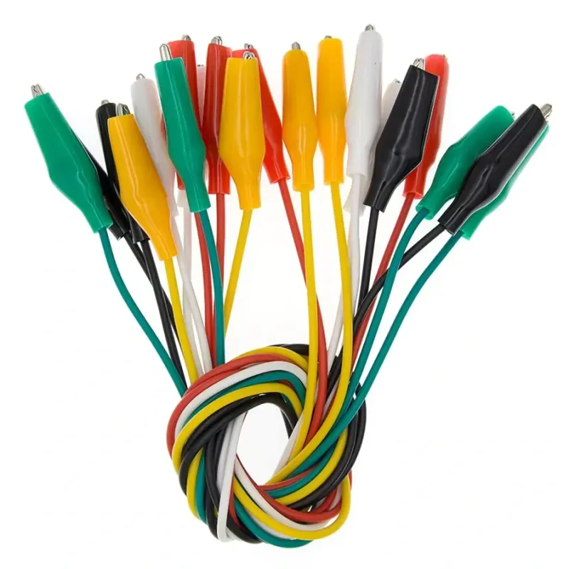 Crocodile Cable Set, 10 Pieces, Crocodile Clips, 5 Colors - Large Size Crocodile Cable Set, 10 Pieces, Crocodile Clips, 5 Colors - Large Size
