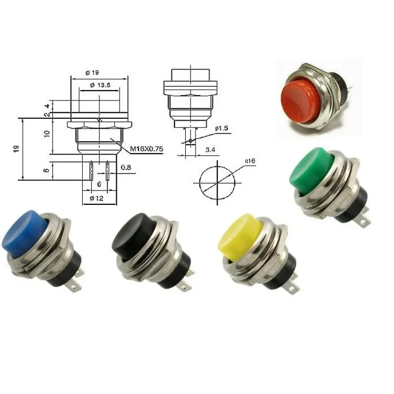 Buton Pulsator 16mm, Momentan ON/OFF, 2 Amp, PBS-26B - Roșu Buton Pulsator 16mm, Momentan ON/OFF, 2 Amp, PBS-26B - Roșu