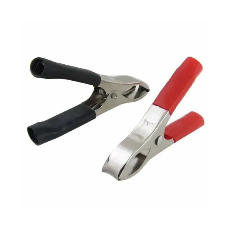 Insulated Crocodile Clip 75mm 15 Amp Black - Red (Pair) Insulated Crocodile Clip 75mm 15 Amp Black - Red (Pair)