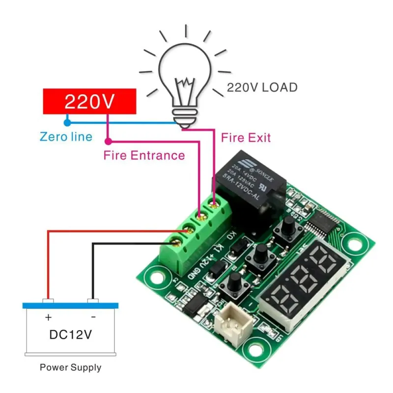 Modul de Control al Temperaturii Digitale DC12V W1209 Modul de Control al Temperaturii Digitale DC12V W1209