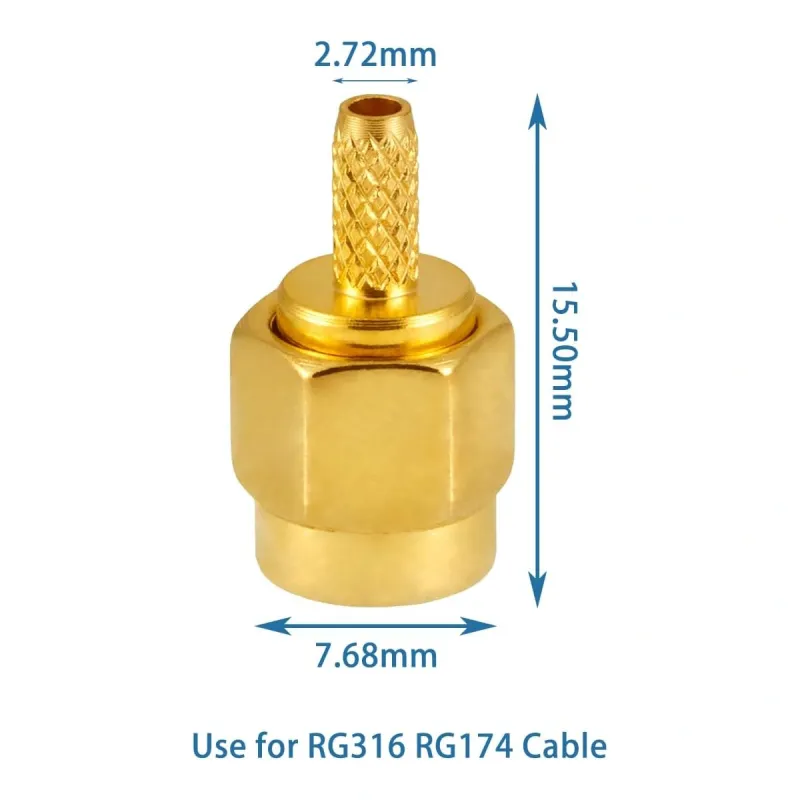 SMA Male RF Connector for RG316, RG174, and LMR-100A SMA Male RF Connector for RG316, RG174, and LMR-100A