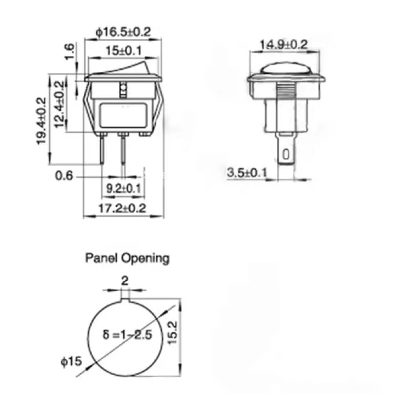 Mini Comutator Basculant ON/OFF SPDT 250V 3A 2 Pini - RED Mini Comutator Basculant ON/OFF SPDT 250V 3A 2 Pini - RED