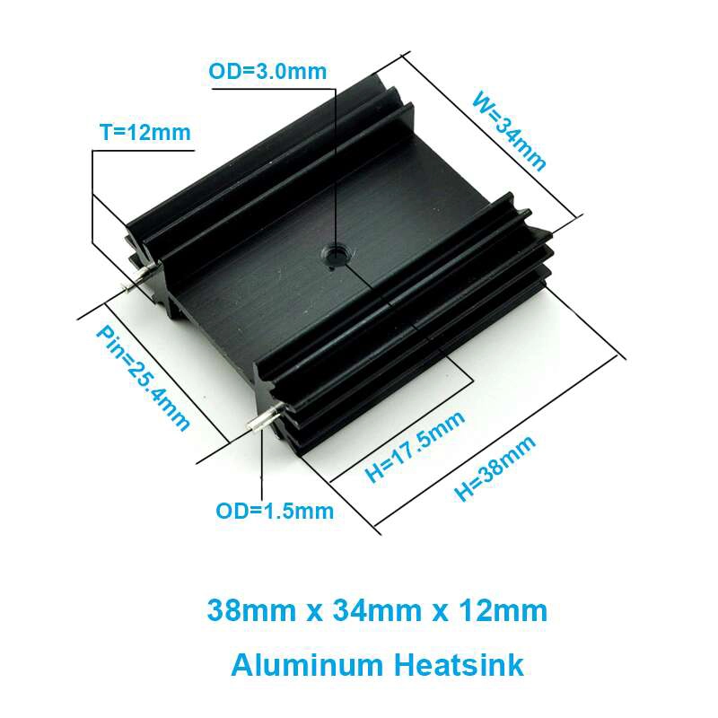 TO-247 Răcitor Radiator Tranzistor 38x34x12mm Aluminiu - Negru TO-247 Răcitor Radiator Tranzistor 38x34x12mm Aluminiu - Negru