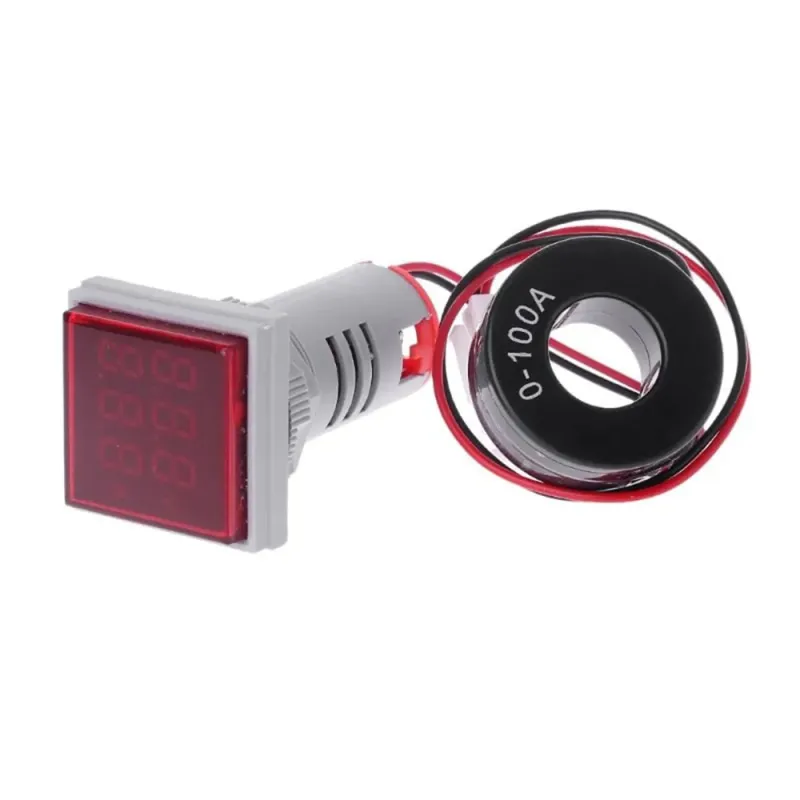 AC Voltage and Current Meter with Dual Square LED Display - 60-500 Volts / 100 Amps - Red AC Voltage and Current Meter with Dual Square LED Display - 60-500 Volts / 100 Amps - Red