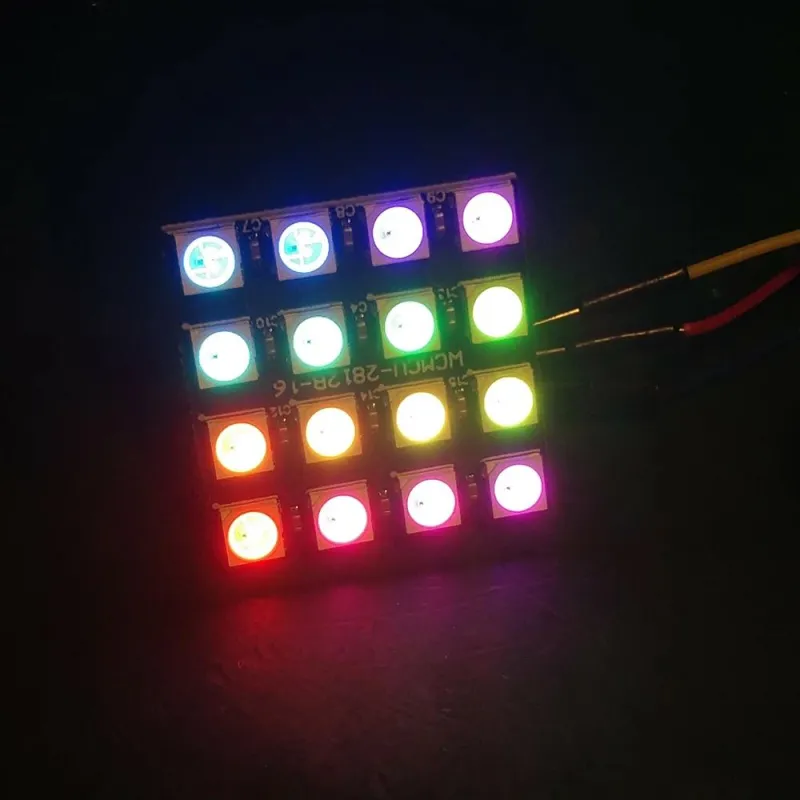 WS2812B Neopixel Addressable RGB LED Modul 4x4 Square Matrix 16 Biți WS2812B Neopixel Addressable RGB LED Modul 4x4 Square Matrix 16 Biți