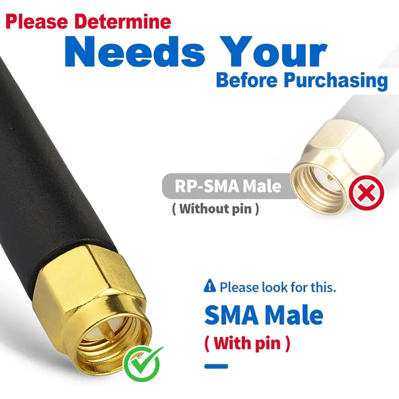 3dbi Wifi Antenna 2.4GHz / 5GHz / 5.8GHz Straight Head with SMA Male 3dbi Wifi Antenna 2.4GHz / 5GHz / 5.8GHz Straight Head with SMA Male