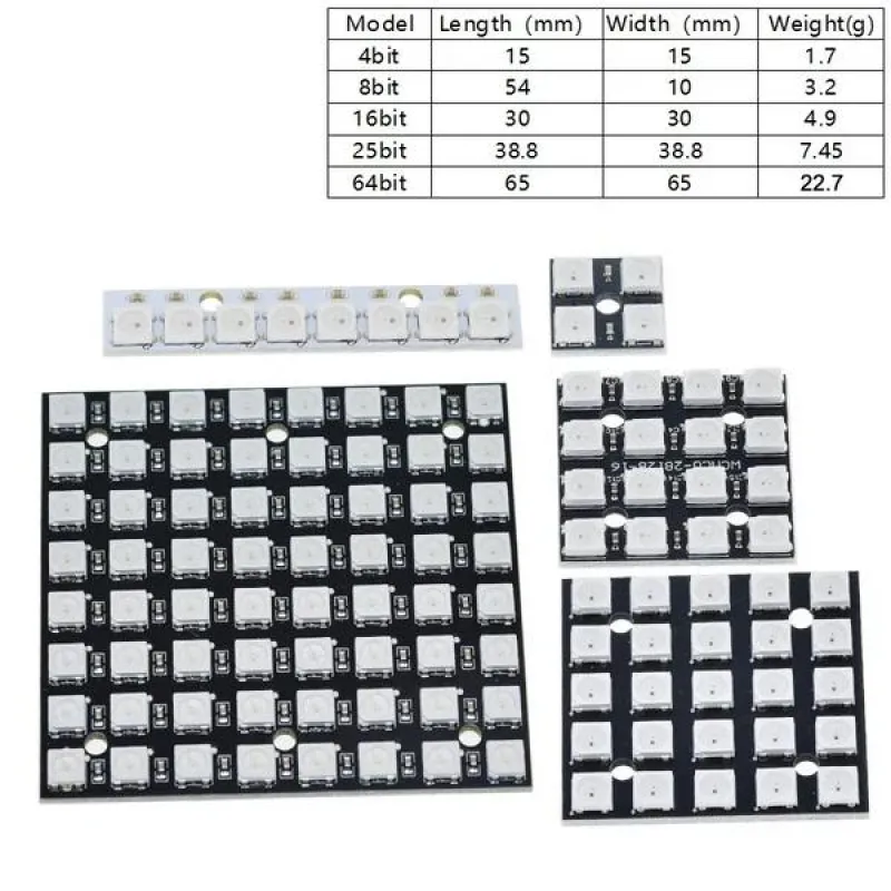 WS2812B Neopixel Adresabil RGB LED Modul 8x8 Matrice Pătrată 64 Biți WS2812B Neopixel Adresabil RGB LED Modul 8x8 Matrice Pătrată 64 Biți