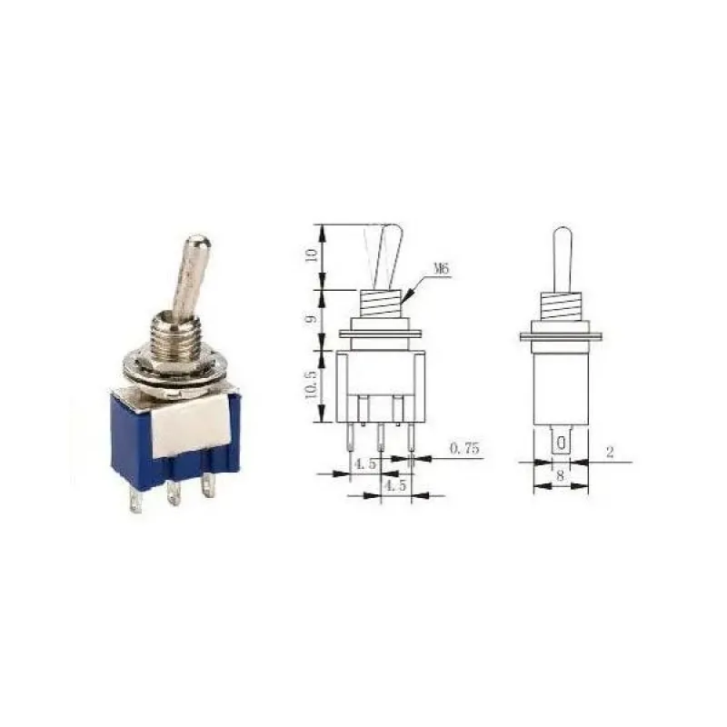 MTS-103 250V 3A SPDT Toggle Switch On/Off/On MTS-103 250V 3A SPDT Toggle Switch On/Off/On